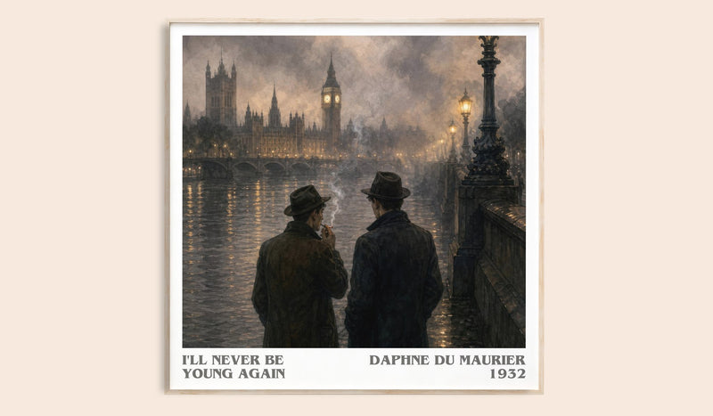 I'll Never Be Young Again literary book poster by Daphne du Maurier – framed literary art print