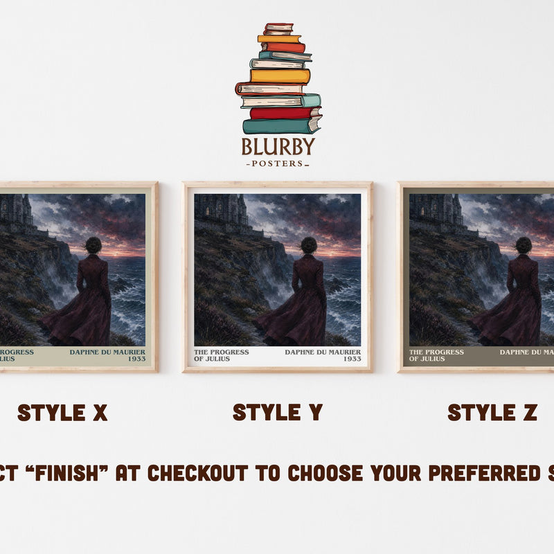 The Progress of Julius literary print in frame leaning in hallway – literary fiction wall art