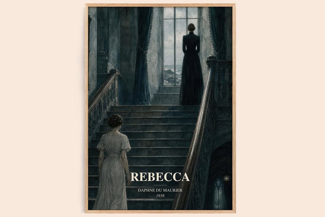 Rebecca watercolour book poster by Daphne du Maurier – framed literary art print