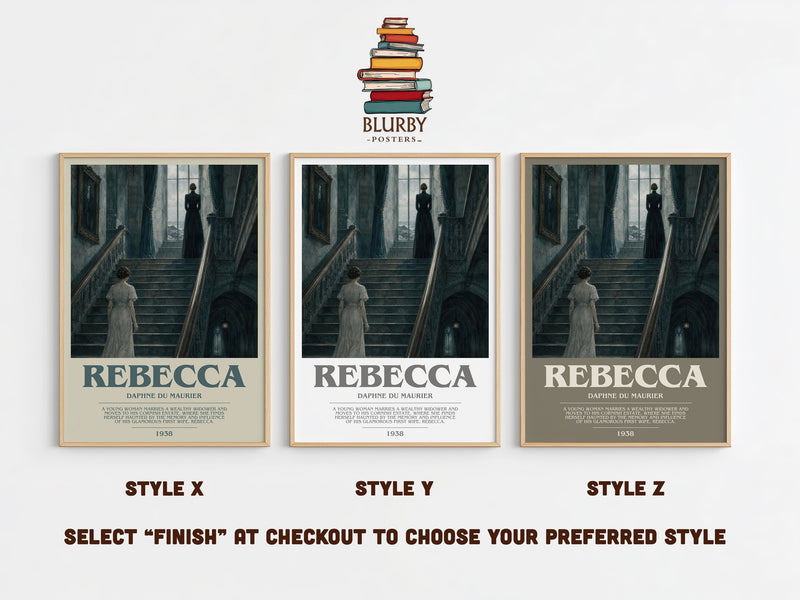 Rebecca bookish print in frame leaning in hallway – gothic wall art
