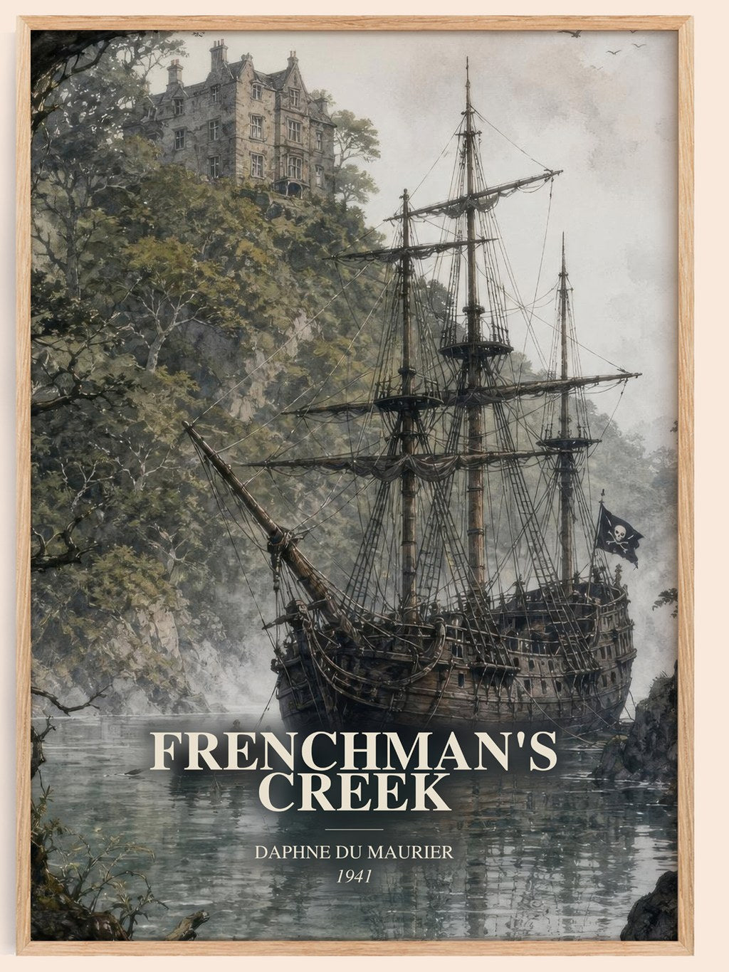 Frenchman's Creek watercolour book poster by Daphne du Maurier – framed literary art print