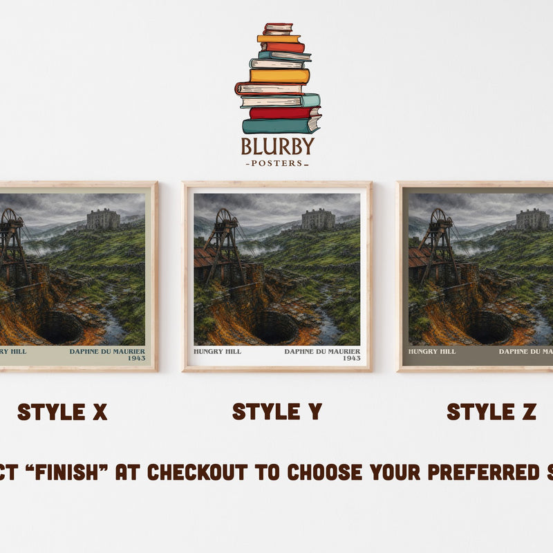 Hungry Hill literary print in frame leaning in hallway – historical fiction wall art