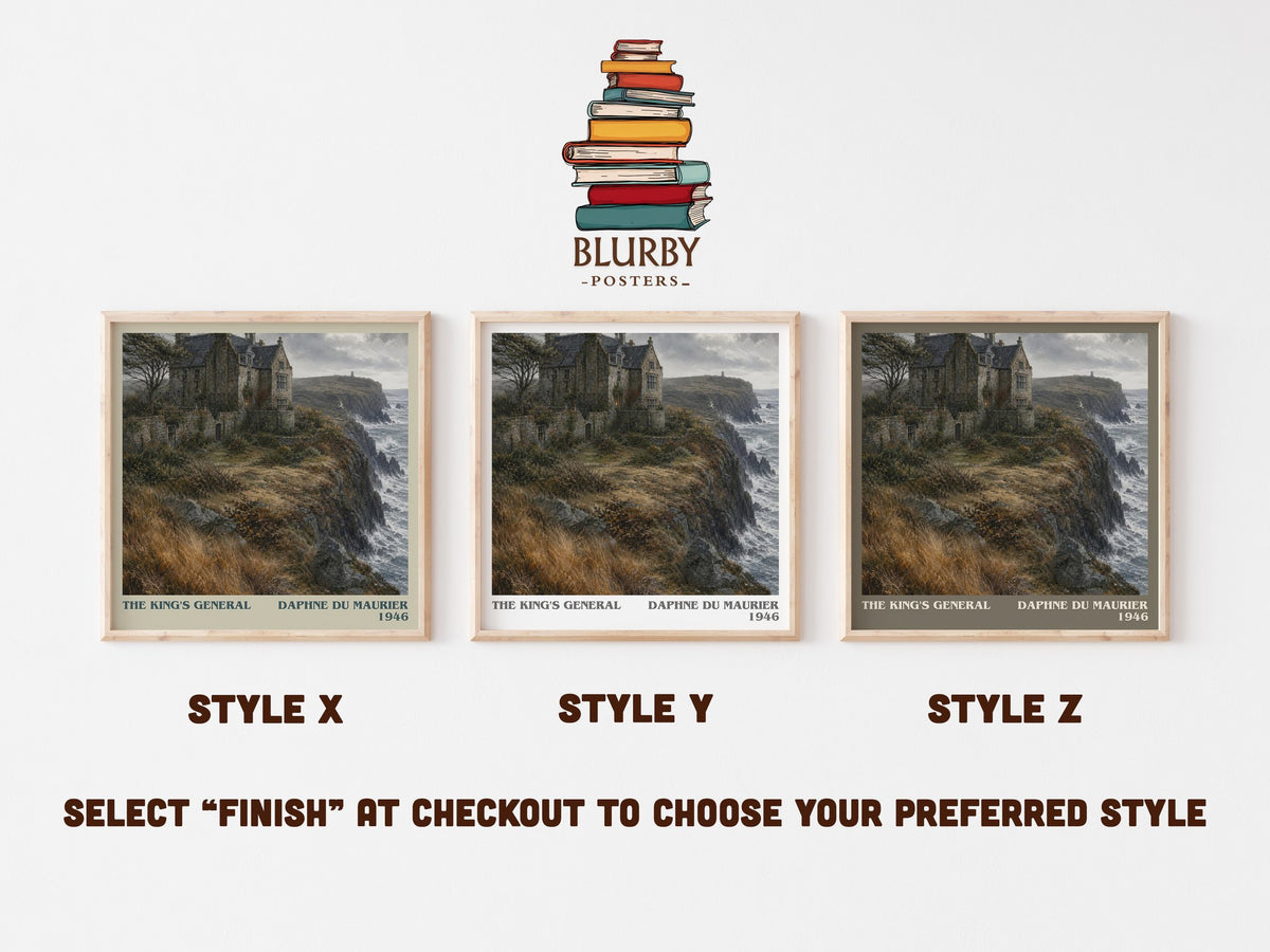 The King's General literary print in frame leaning in hallway – historical fiction wall art (mockup)