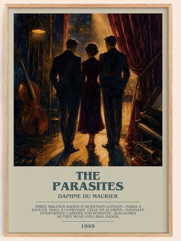 The Parasites bookish book poster by Daphne du Maurier – framed literary art print