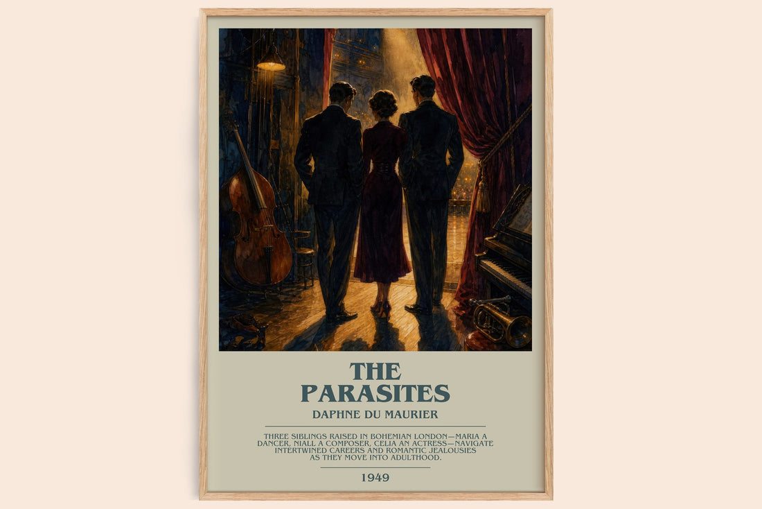The Parasites bookish book poster by Daphne du Maurier – framed literary art print