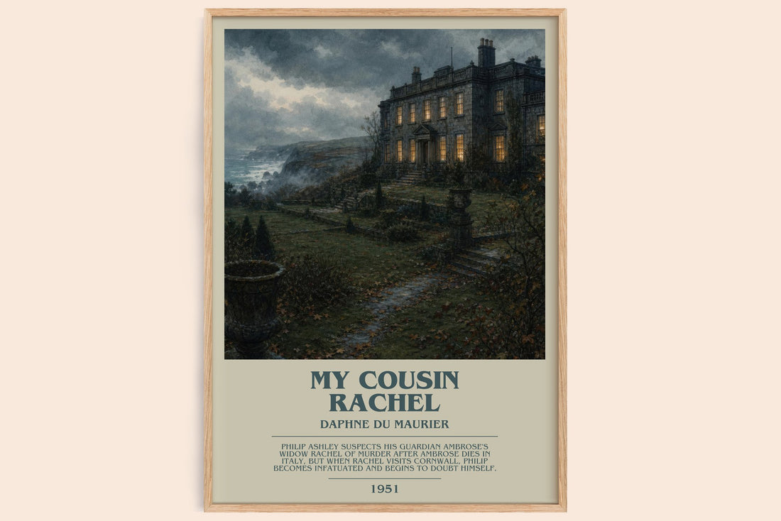 My Cousin Rachel bookish book poster by Daphne du Maurier – framed literary art print