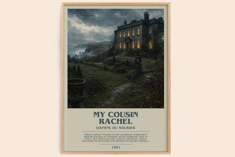 My Cousin Rachel bookish book poster by Daphne du Maurier – framed literary art print
