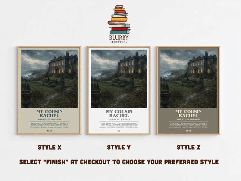 My Cousin Rachel bookish print in frame leaning in hallway – gothic wall art