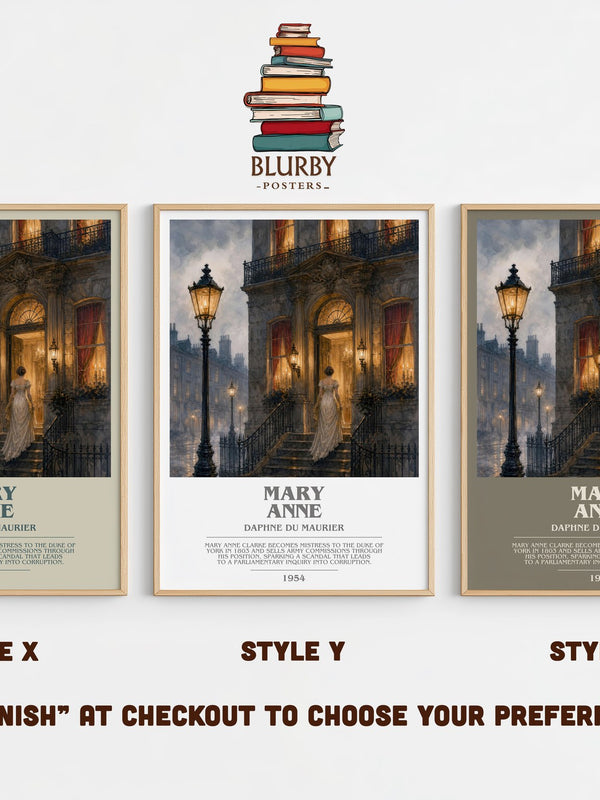 Mary Anne bookish print in frame leaning in hallway – historical fiction wall art