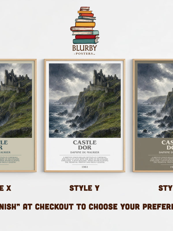 Castle Dor bookish print in frame leaning in hallway – romance wall art