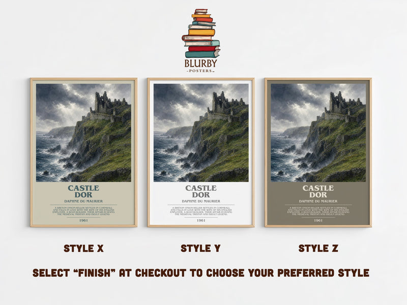 Castle Dor bookish print in frame leaning in hallway – romance wall art