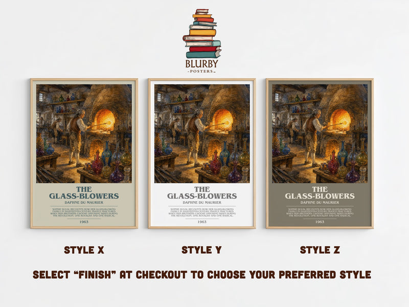 The Glass-Blowers bookish print in frame leaning in hallway – historical fiction wall art