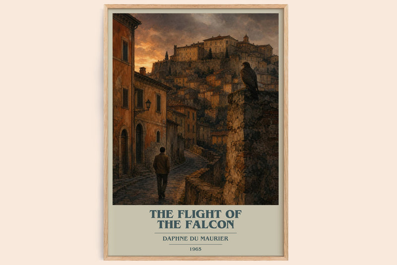 The Flight of the Falcon book cover book poster by Daphne du Maurier – framed literary art print