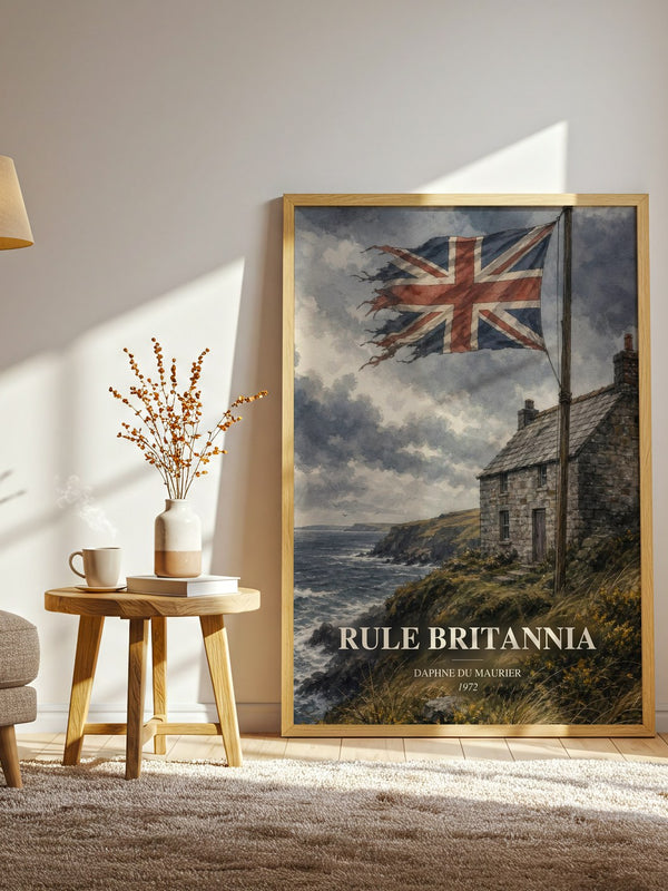 Rule Britannia watercolour print in frame leaning in hallway – dystopian wall art