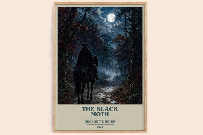 The Black Moth Book Cover Poster by Georgette Heyer (Modern Minimalist style)