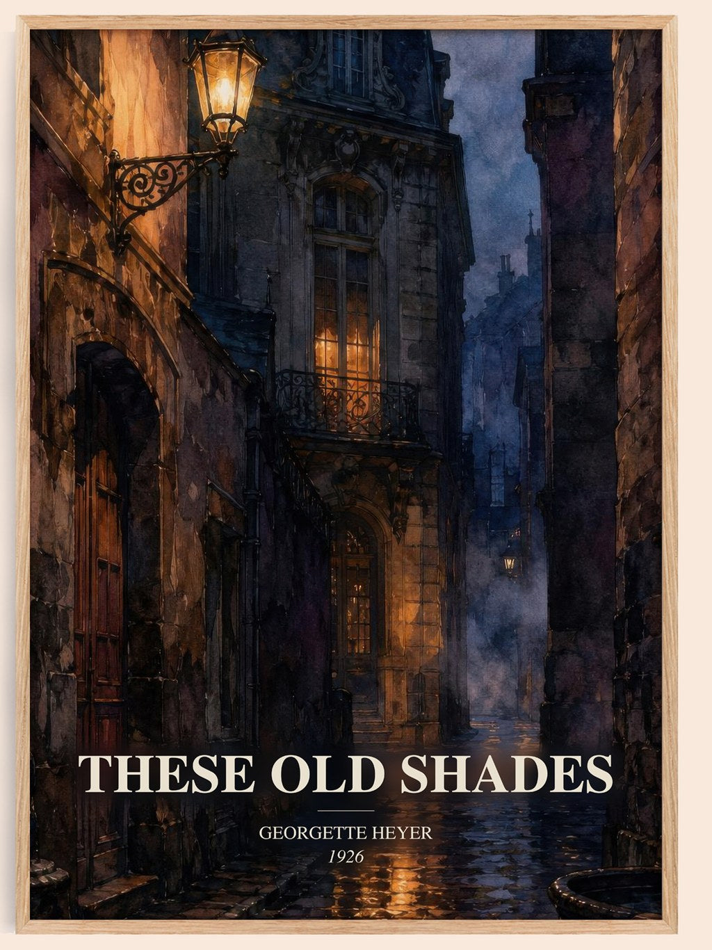 These Old Shades watercolour book poster by Georgette Heyer – framed literary art print