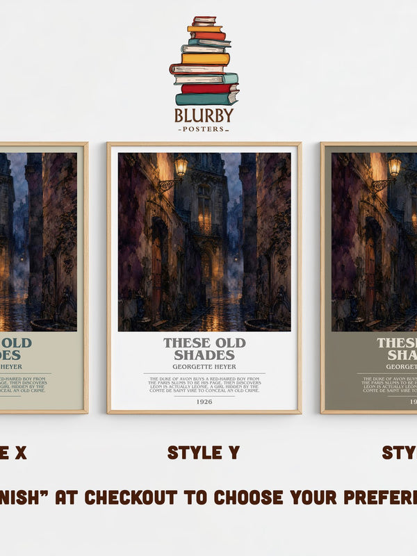 These Old Shades bookish print in frame leaning in hallway – romance wall art