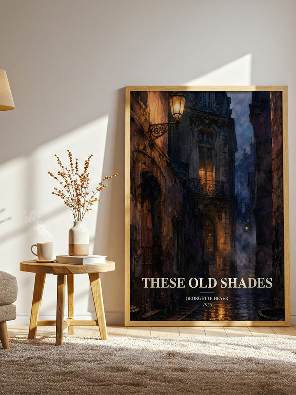 These Old Shades watercolour print in frame leaning in hallway – romance wall art