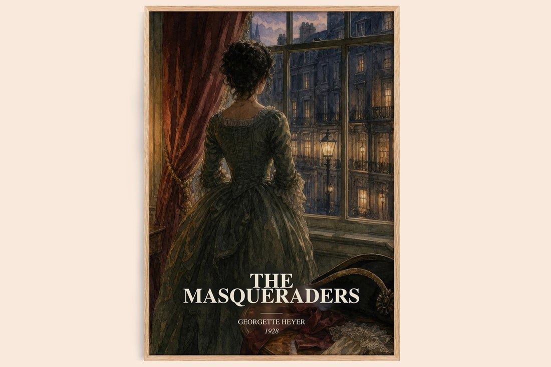 The Masqueraders watercolour book poster by Georgette Heyer – framed literary art print