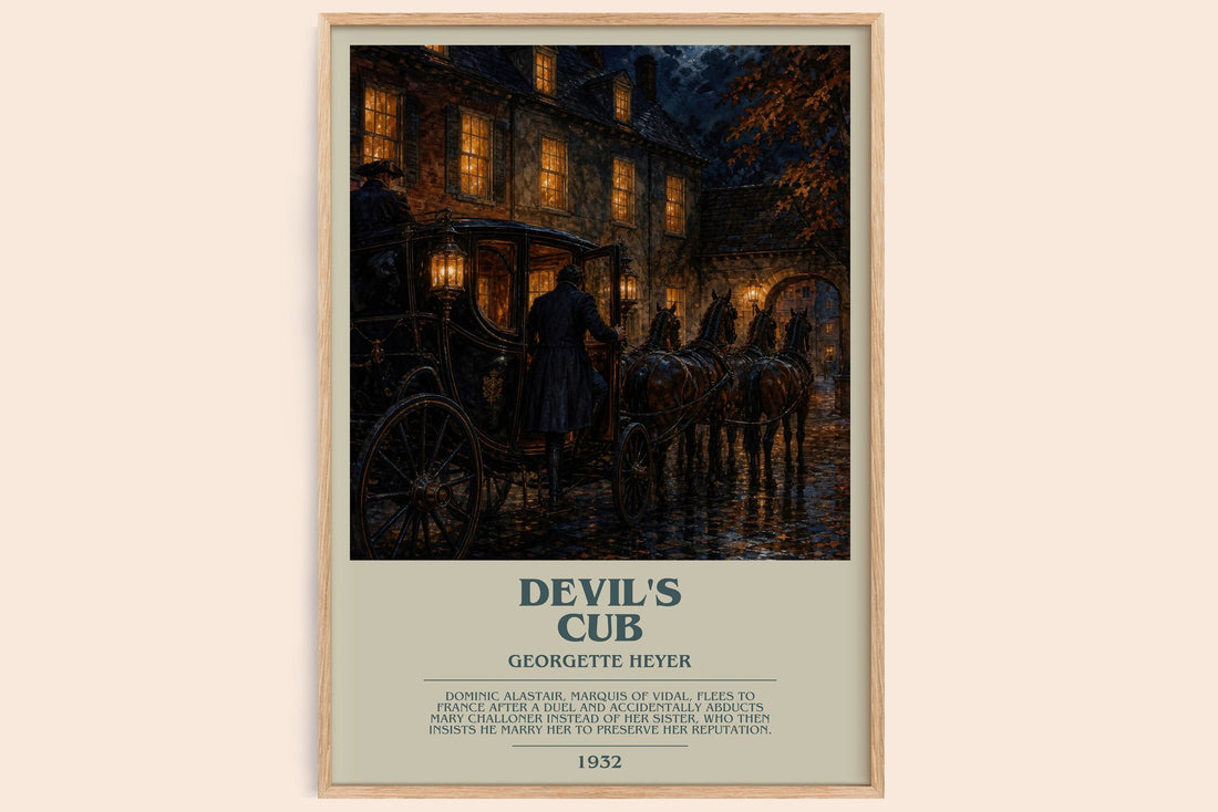 Devil's Cub bookish book poster by Georgette Heyer – framed literary art print