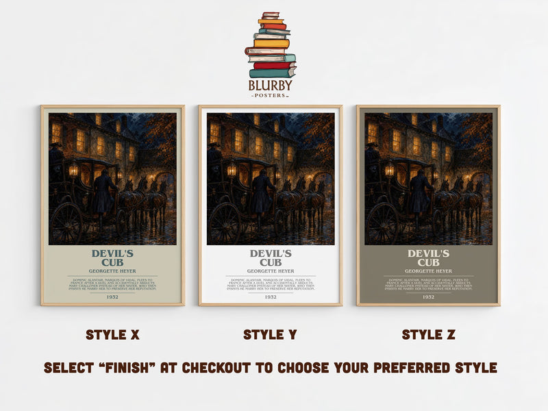 Devil's Cub bookish print in frame leaning in hallway – romance wall art