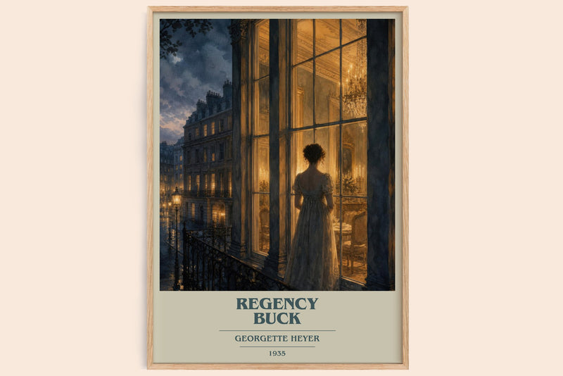 Regency Buck book cover book poster by Georgette Heyer – framed literary art print