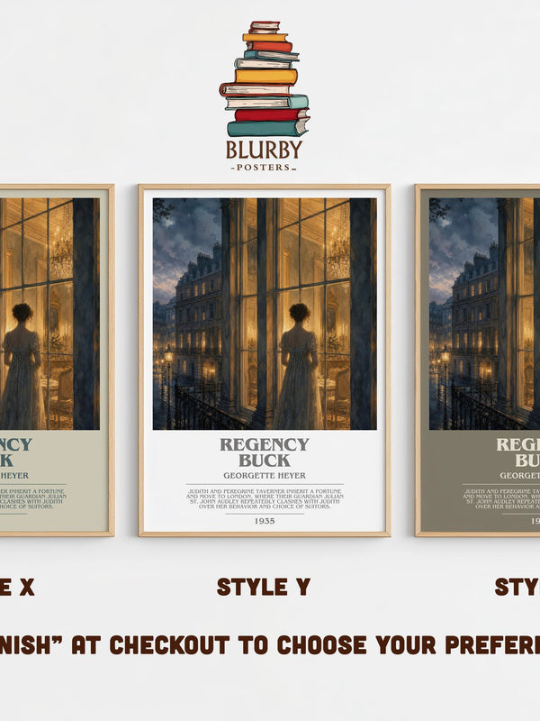 Regency Buck bookish print in frame leaning in hallway – romance wall art