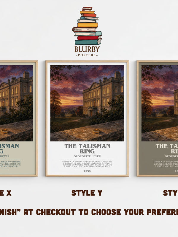 The Talisman Ring bookish print in frame leaning in hallway – romance wall art