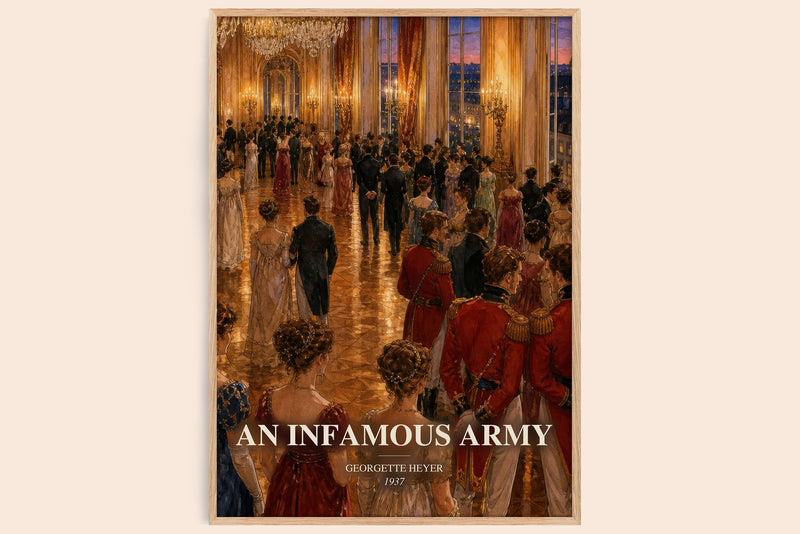 An Infamous Army watercolour book poster by Georgette Heyer – framed literary art print
