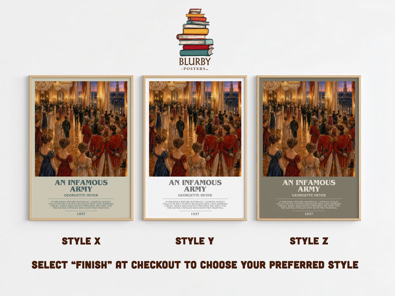 An Infamous Army bookish print in frame leaning in hallway – historical fiction wall art