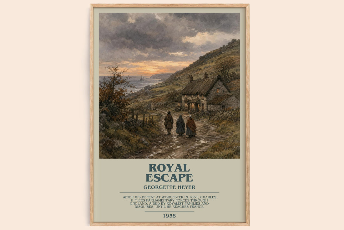 Royal Escape bookish book poster by Georgette Heyer – framed literary art print