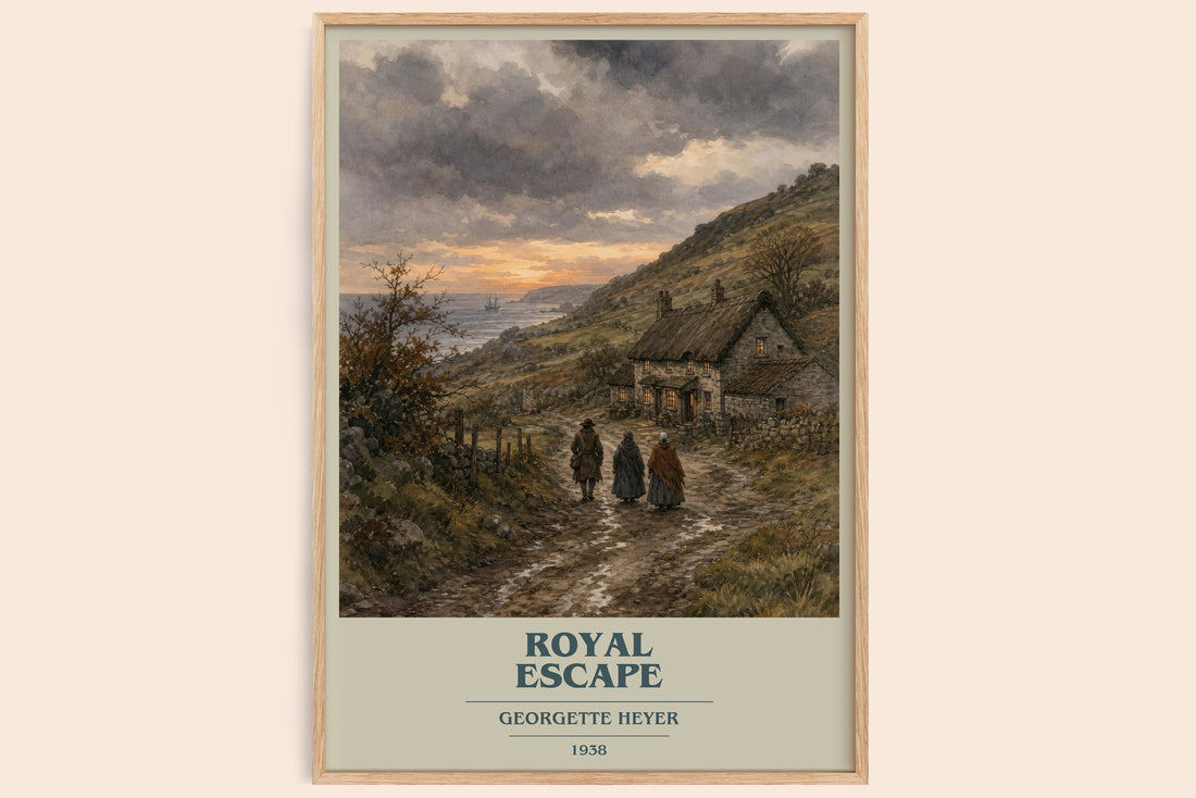 Royal Escape book cover book poster by Georgette Heyer – framed literary art print