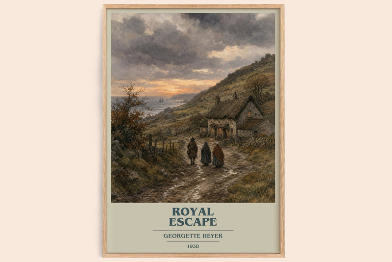 Royal Escape book cover book poster by Georgette Heyer – framed literary art print