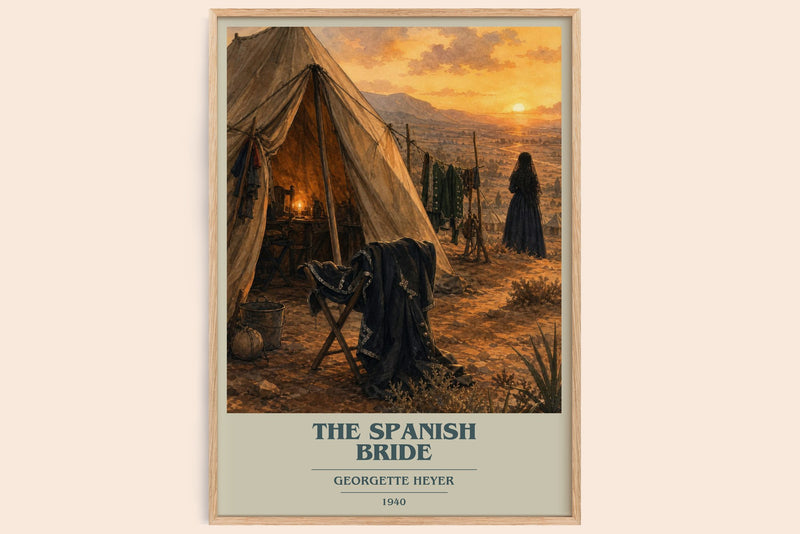 The Spanish Bride book cover book poster by Georgette Heyer – framed literary art print
