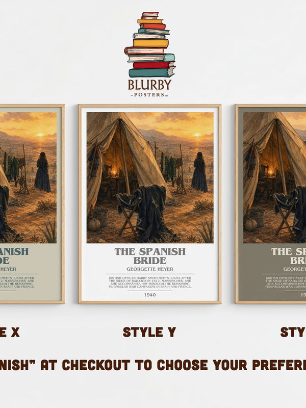 The Spanish Bride bookish print in frame leaning in hallway – historical fiction wall art