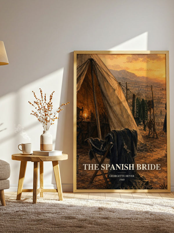 The Spanish Bride watercolour print in frame leaning in hallway – historical fiction wall art