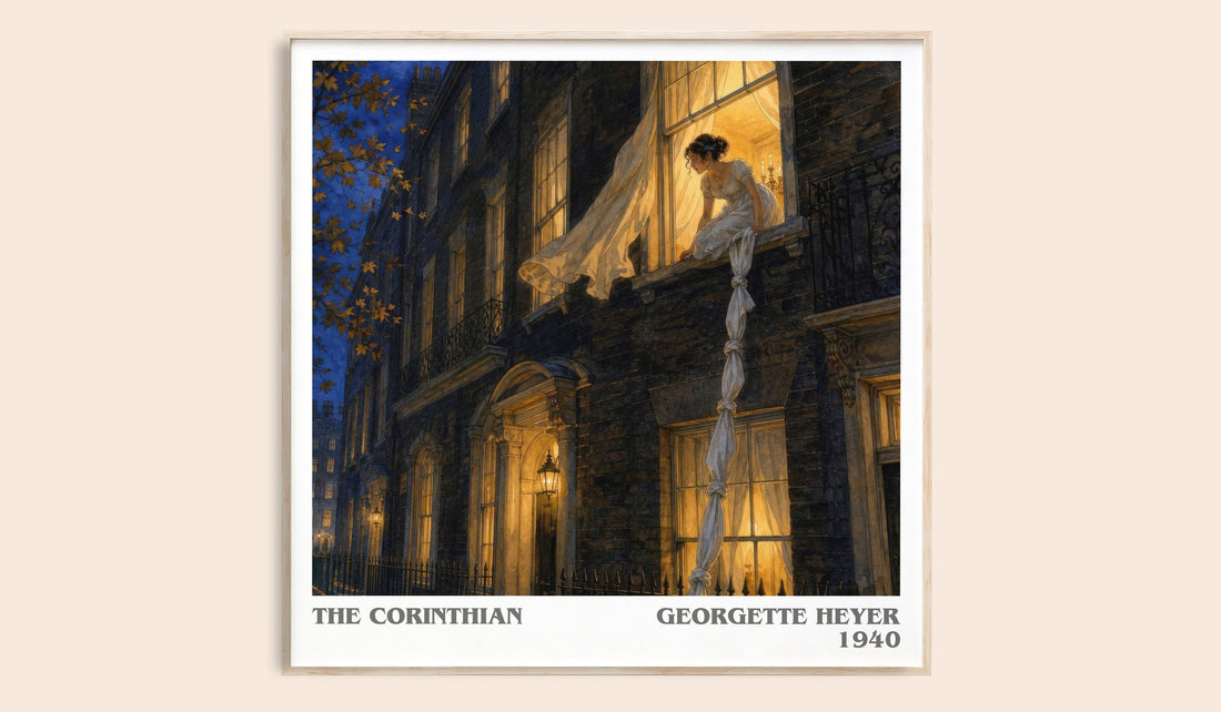 The Corinthian literary book poster by Georgette Heyer – framed literary art print