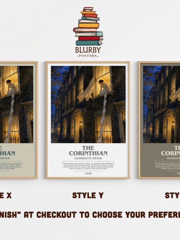 The Corinthian bookish print in frame leaning in hallway – romance wall art