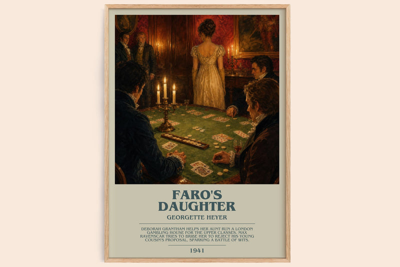 Faro's Daughter bookish book poster by Georgette Heyer – framed literary art print