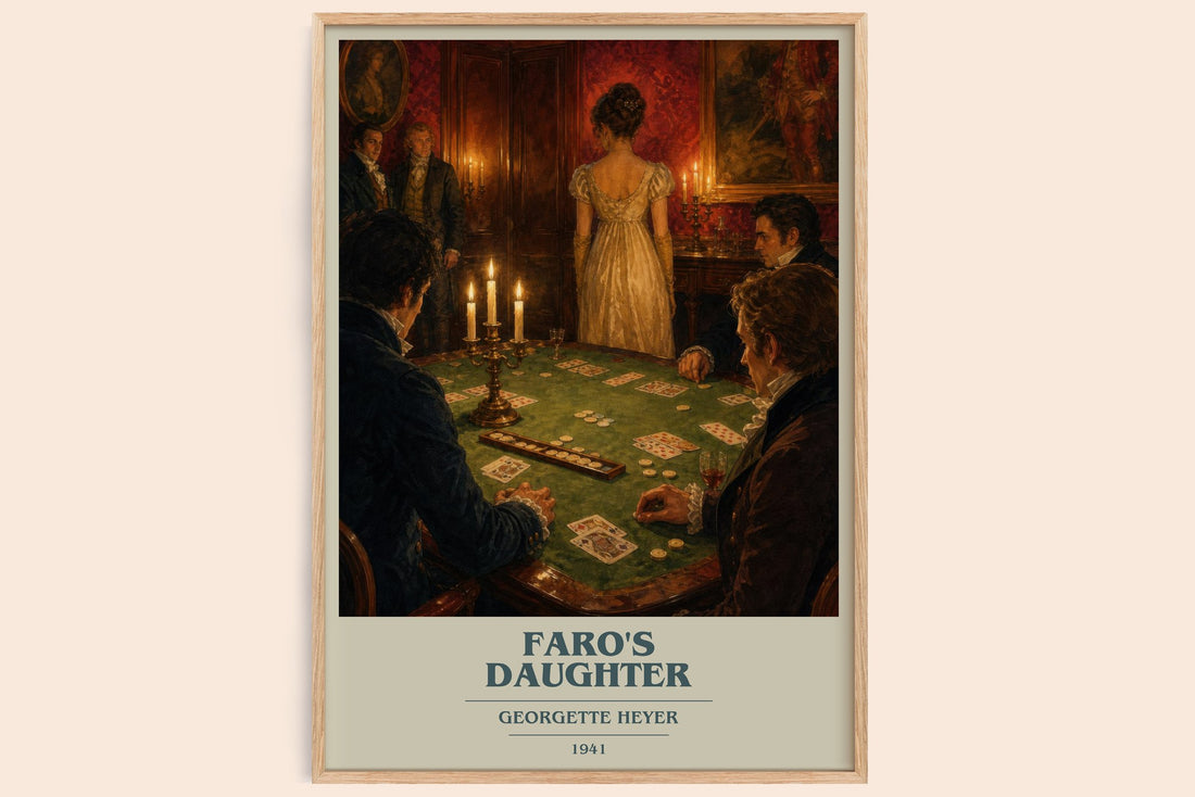 Faro's Daughter book cover book poster by Georgette Heyer – framed literary art print