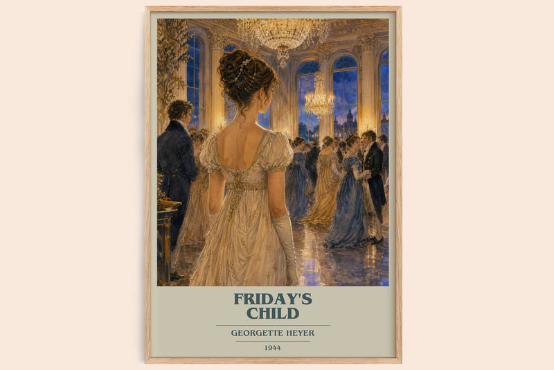 Friday's Child book cover book poster by Georgette Heyer – framed literary art print