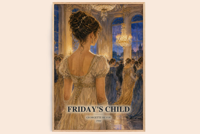 Friday's Child watercolour book poster by Georgette Heyer – framed literary art print