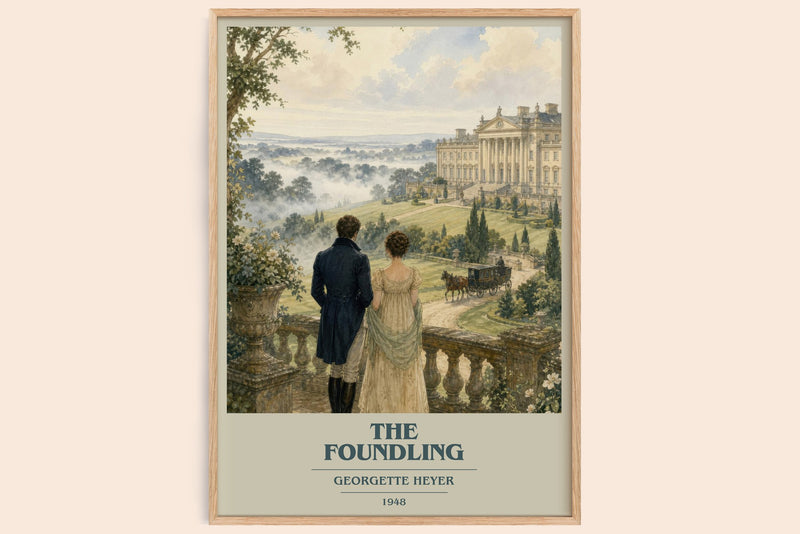 The Foundling book cover book poster by Georgette Heyer – framed literary art print