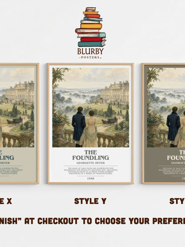 The Foundling bookish print in frame leaning in hallway – romance wall art