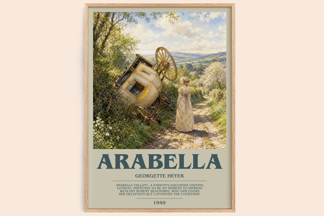 Arabella bookish book poster by Georgette Heyer – framed literary art print