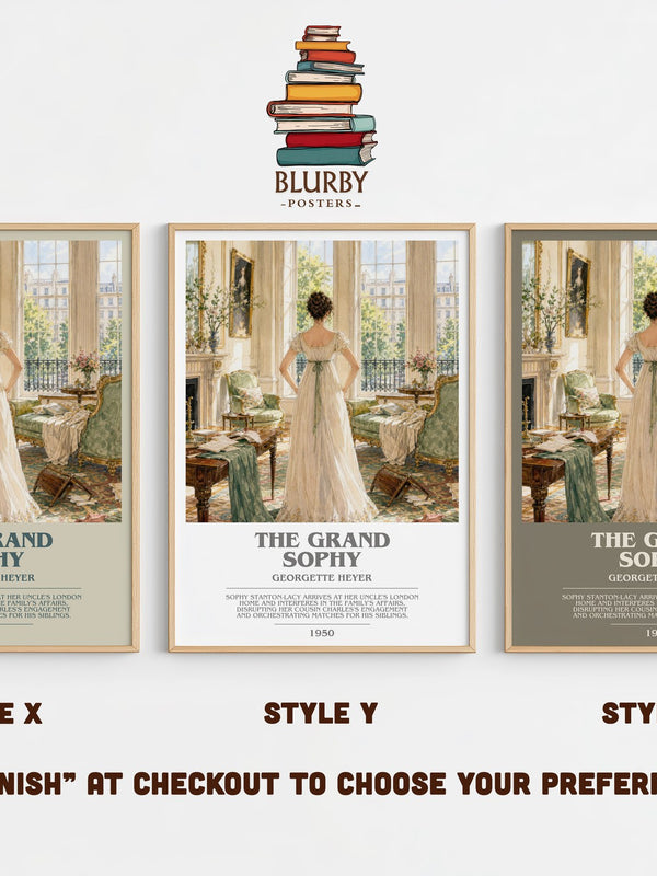 The Grand Sophy bookish print in frame leaning in hallway – romance wall art