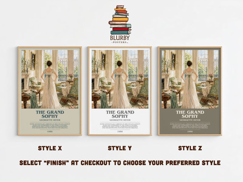 The Grand Sophy bookish print in frame leaning in hallway – romance wall art