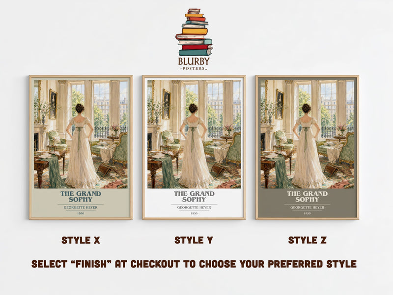 The Grand Sophy book cover print in frame leaning in hallway – romance wall art