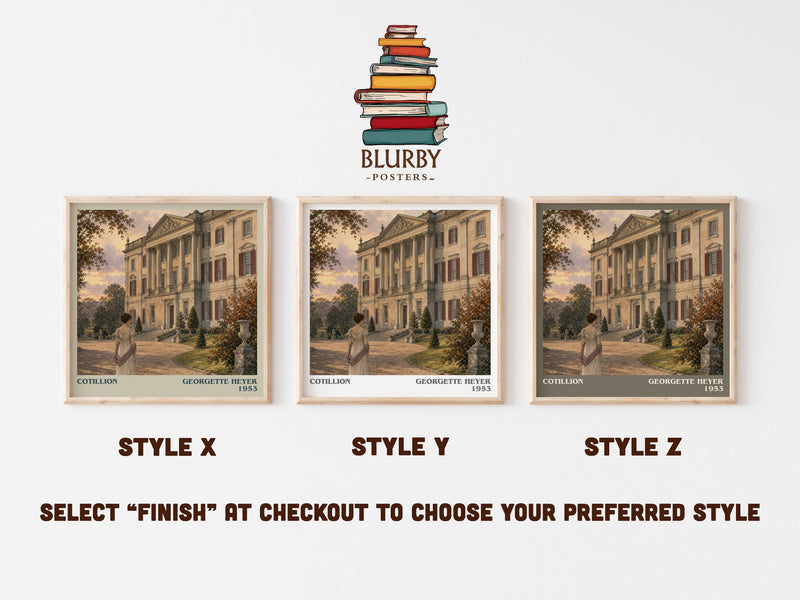 Cotillion literary print in frame leaning in hallway – romance wall art