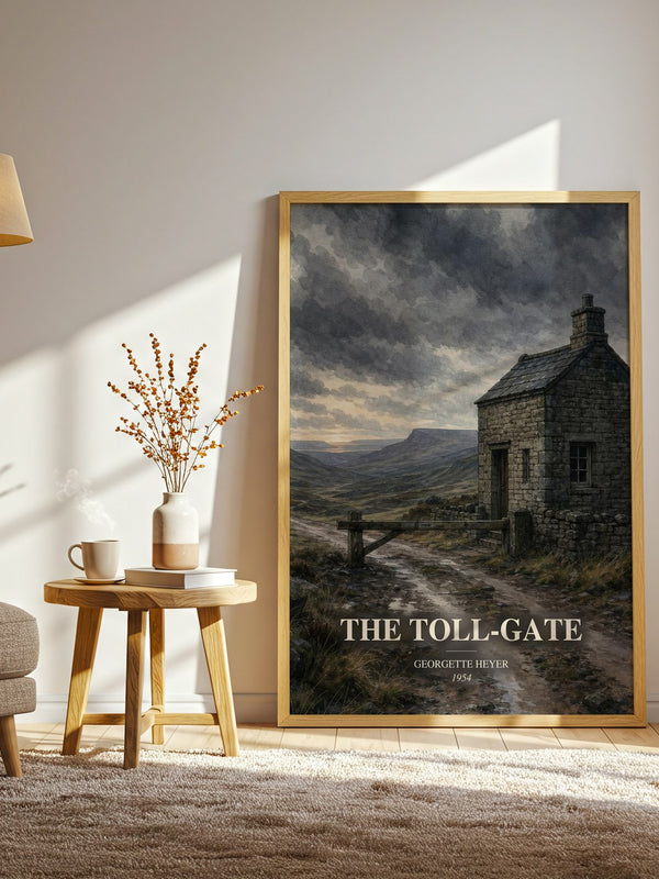 The Toll-Gate watercolour print in frame leaning in hallway – romance wall art